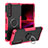 Coque Contour Silicone et Plastique Housse Etui Mat avec Magnetique Support Bague Anneau JX1 pour Sony Xperia 1 III Rose Rouge