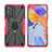 Coque Contour Silicone et Plastique Housse Etui Mat avec Magnetique Support Bague Anneau JX2 pour Xiaomi Redmi Note 11 Pro 5G Rouge