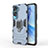 Coque Contour Silicone et Plastique Housse Etui Mat avec Magnetique Support Bague Anneau KC1 pour Huawei Honor 90 Lite 5G Bleu