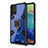 Coque Contour Silicone et Plastique Housse Etui Mat avec Magnetique Support Bague Anneau KC4 pour Samsung Galaxy A71 5G Bleu