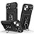 Coque Contour Silicone et Plastique Housse Etui Mat avec Magnetique Support Bague Anneau KC8 pour Apple iPhone 14 Petit