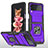 Coque Contour Silicone et Plastique Housse Etui Mat avec Magnetique Support Bague Anneau MQ1 pour Samsung Galaxy Z Flip3 5G Violet