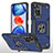 Coque Contour Silicone et Plastique Housse Etui Mat avec Magnetique Support Bague Anneau MQ1 pour Xiaomi Poco X4 NFC Bleu