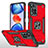 Coque Contour Silicone et Plastique Housse Etui Mat avec Magnetique Support Bague Anneau MQ1 pour Xiaomi Poco X4 NFC Rouge