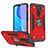 Coque Contour Silicone et Plastique Housse Etui Mat avec Magnetique Support Bague Anneau MQ1 pour Xiaomi Redmi 9 Rouge