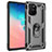 Coque Contour Silicone et Plastique Housse Etui Mat avec Magnetique Support Bague Anneau MQ3 pour Samsung Galaxy A91 Gris