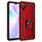 Coque Contour Silicone et Plastique Housse Etui Mat avec Magnetique Support Bague Anneau MQ3 pour Xiaomi Redmi 9AT Rouge
