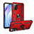 Coque Contour Silicone et Plastique Housse Etui Mat avec Magnetique Support Bague Anneau MQ3 pour Xiaomi Redmi 9T 4G Rouge