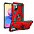Coque Contour Silicone et Plastique Housse Etui Mat avec Magnetique Support Bague Anneau MQ3 pour Xiaomi Redmi Note 10T 5G Rouge