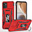 Coque Contour Silicone et Plastique Housse Etui Mat avec Magnetique Support Bague Anneau MQ6 pour Motorola Moto G32 Rouge
