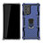 Coque Contour Silicone et Plastique Housse Etui Mat avec Magnetique Support Bague Anneau N03 pour Samsung Galaxy Note 20 5G Bleu