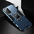 Coque Contour Silicone et Plastique Housse Etui Mat avec Magnetique Support Bague Anneau N06 pour Samsung Galaxy Note 20 5G Bleu