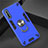 Coque Contour Silicone et Plastique Housse Etui Mat avec Magnetique Support Bague Anneau pour Huawei Y8p Bleu