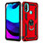 Coque Contour Silicone et Plastique Housse Etui Mat avec Magnetique Support Bague Anneau pour Motorola Moto E20 Rouge