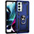 Coque Contour Silicone et Plastique Housse Etui Mat avec Magnetique Support Bague Anneau pour Motorola Moto Edge S30 5G Bleu