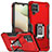 Coque Contour Silicone et Plastique Housse Etui Mat avec Magnetique Support Bague Anneau QW1 pour Samsung Galaxy A12 Nacho Rouge