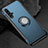 Coque Contour Silicone et Plastique Housse Etui Mat avec Magnetique Support Bague Anneau R01 pour Huawei Honor 20S Bleu