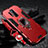 Coque Contour Silicone et Plastique Housse Etui Mat avec Magnetique Support Bague Anneau R01 pour OnePlus 8 Pro Rouge