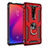 Coque Contour Silicone et Plastique Housse Etui Mat avec Magnetique Support Bague Anneau R02 pour Xiaomi Mi 9T Pro Rouge
