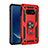 Coque Contour Silicone et Plastique Housse Etui Mat avec Magnetique Support Bague Anneau R04 pour Samsung Galaxy S10e Rouge