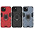 Coque Contour Silicone et Plastique Housse Etui Mat avec Magnetique Support Bague Anneau S01 pour Apple iPhone 14 Petit