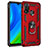 Coque Contour Silicone et Plastique Housse Etui Mat avec Magnetique Support Bague Anneau S01 pour Huawei P Smart (2020) Rouge