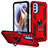 Coque Contour Silicone et Plastique Housse Etui Mat avec Magnetique Support Bague Anneau S01 pour Motorola Moto G41 Rouge