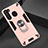 Coque Contour Silicone et Plastique Housse Etui Mat avec Magnetique Support Bague Anneau S01 pour Samsung Galaxy A21 Or Rose