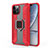 Coque Contour Silicone et Plastique Housse Etui Mat avec Magnetique Support Bague Anneau S04 pour Apple iPhone 12 Pro Max Rouge