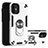 Coque Contour Silicone et Plastique Housse Etui Mat avec Magnetique Support Bague Anneau S05 pour Apple iPhone 12 Petit