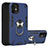 Coque Contour Silicone et Plastique Housse Etui Mat avec Magnetique Support Bague Anneau S05 pour Apple iPhone 12 Petit