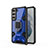 Coque Contour Silicone et Plastique Housse Etui Mat avec Magnetique Support Bague Anneau S05 pour Samsung Galaxy S22 Plus 5G Bleu