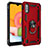Coque Contour Silicone et Plastique Housse Etui Mat avec Magnetique Support Bague Anneau S06 pour Samsung Galaxy A01 SM-A015 Rouge