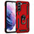 Coque Contour Silicone et Plastique Housse Etui Mat avec Magnetique Support Bague Anneau T02 pour Samsung Galaxy S22 5G Rouge