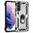 Coque Contour Silicone et Plastique Housse Etui Mat avec Magnetique Support Bague Anneau T02 pour Samsung Galaxy S22 Plus 5G Argent