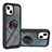 Coque Contour Silicone et Plastique Housse Etui Mat avec Magnetique Support Bague Anneau YB1 pour Apple iPhone 14 Noir
