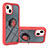 Coque Contour Silicone et Plastique Housse Etui Mat avec Magnetique Support Bague Anneau YB1 pour Apple iPhone 14 Rouge