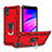 Coque Contour Silicone et Plastique Housse Etui Mat avec Magnetique Support Bague Anneau YF1 pour Samsung Galaxy M01 Core Rouge