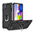 Coque Contour Silicone et Plastique Housse Etui Mat avec Magnetique Support Bague Anneau YF1 pour Samsung Galaxy M51 Noir