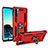 Coque Contour Silicone et Plastique Housse Etui Mat avec Magnetique Support pour Huawei P30 Pro Rouge