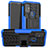 Coque Contour Silicone et Plastique Housse Etui Mat avec Support A01 pour Motorola Moto G10 Bleu