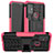 Coque Contour Silicone et Plastique Housse Etui Mat avec Support A01 pour Motorola Moto G10 Rose Rouge