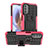 Coque Contour Silicone et Plastique Housse Etui Mat avec Support A01 pour Motorola Moto G31 Rose Rouge