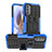 Coque Contour Silicone et Plastique Housse Etui Mat avec Support A01 pour Motorola Moto G41 Bleu