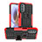 Coque Contour Silicone et Plastique Housse Etui Mat avec Support A01 pour Motorola Moto G41 Rouge