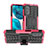 Coque Contour Silicone et Plastique Housse Etui Mat avec Support A01 pour Motorola MOTO G52 Rose Rouge