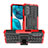 Coque Contour Silicone et Plastique Housse Etui Mat avec Support A01 pour Motorola MOTO G52 Rouge