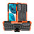 Coque Contour Silicone et Plastique Housse Etui Mat avec Support A01 pour Motorola Moto G71s 5G Orange