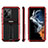 Coque Contour Silicone et Plastique Housse Etui Mat avec Support A02 pour Samsung Galaxy S23 Ultra 5G Rouge