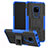 Coque Contour Silicone et Plastique Housse Etui Mat avec Support A03 pour Huawei Mate 20 Bleu